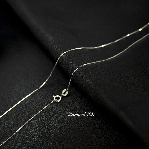 High Quality Real 10K WHITE GOLD Box Chain SOLID White Gold Necklace Stamped 10K - Picture 4 of 4